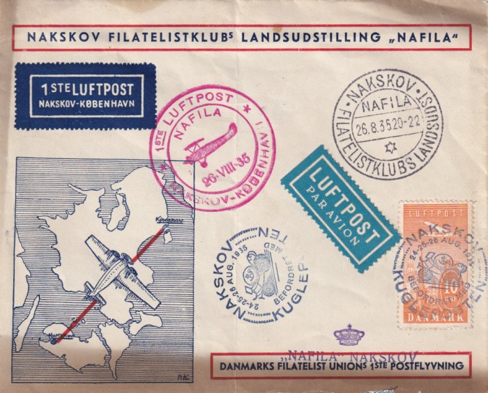 FILATELIE TEMATICA - PLIC DANEMARCA TEMATICA AVION AVIOANE