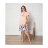 Pijama Dama Baki Capri 3/4 Bumbac Bluza Maneca Scurta, Confortabila, Respirabila