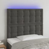 VidaXL Tăblie de pat cu LED, gri &icirc;nchis, 100x5x118/128 cm, textil