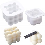 Set de 2 matrite pentru fabricarea lumanarilor Tiruiya, alb, silicon, 3,7/6 cm