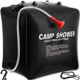 Dus solar portabil pentru camping si plaja, 40L, incalzire solara, negru