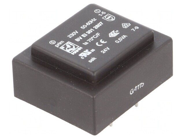 Transformator &icirc;ncapsulat 0,5VA 230VAC 24V 21mA PCB