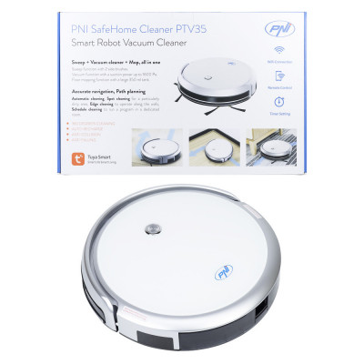 Robot aspirator inteligent PNI SafeHome Cleaner PTV35 WiFi, 30W, control si programare din aplicatia dedicata Tuya Smart, integrare in scenarii si aut foto