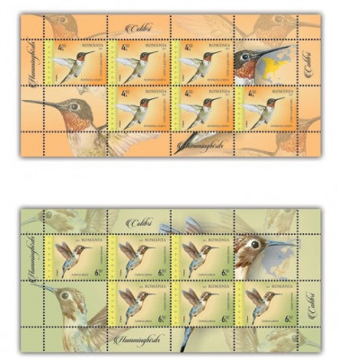 ROMANIA 2022 COLIBRI PASARI Set 4 Minicoli cu 6 timbre si 2 viniete LP.2379 MNH foto