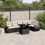 Cumpara ieftin Set canapele de grădină cu perne, 7 piese, negru, poliratan