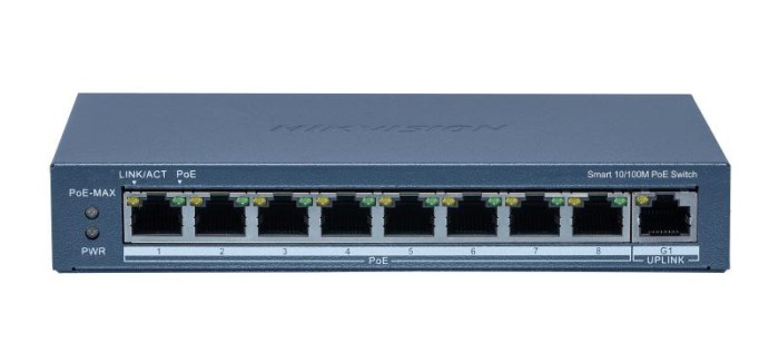Switch 8 porturi POE Hikvision DS-3E1309P-EI(B), Smart Managed, 8 &times;