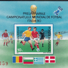 1990 LP 1235 PRELIMINARII SI CAMPIONATUL FOTBAL ITALIA COLITA NEDANTELATA MNH