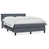 Cumpara ieftin Pat box spring cu saltea, gri inchis, 160x210 cm, catifea