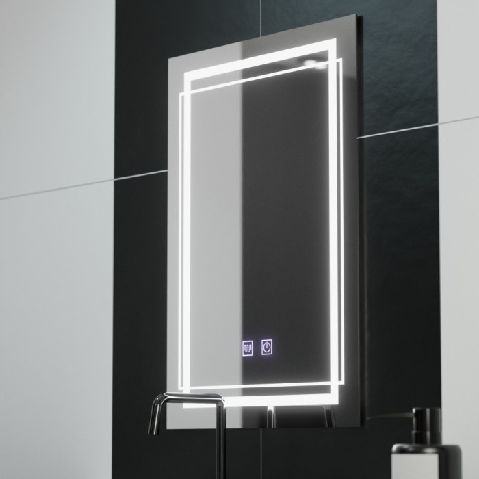 Oglinda LED Rectangulara, 50x70cm, Koven Touch, Sistem Dezaburire,Dimabila ModernLight Concept