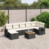 Cumpara ieftin Set mobilier de grădină cu perne, 8 piese, negru, poliratan