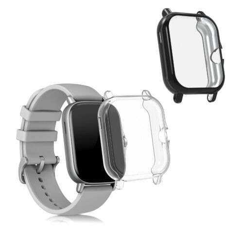 Set 2 huse pentru Xiaomi Amazfit GTS 2/Amazfit GTS 2e, Silicon, Transparent/Negru, 53906.02