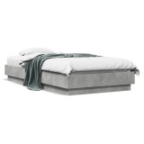 Gossi cadru de pat cu lumini led, gri beton, 75x190 cm