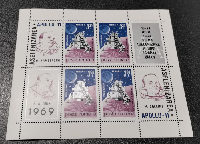 Romania Colita Lp 704a Apollo 11 1969 MNH