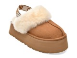 Papuci UGG maro, FUNKETTE, din piele intoarsa