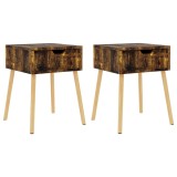 Noptiere, 2 buc., stejar afumat, 40x40x56 cm, lemn prelucrat