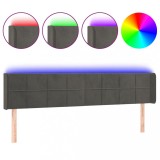 Cumpara ieftin Tablie de pat cu LED, gri inchis, 203x16x78/88 cm, catifea