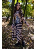 Cumpara ieftin ROCHIE MAXI CU GLUGA SI MANECA LUNGA ASIMETRICA CATS KENKO TALIE UNICA Multicolora