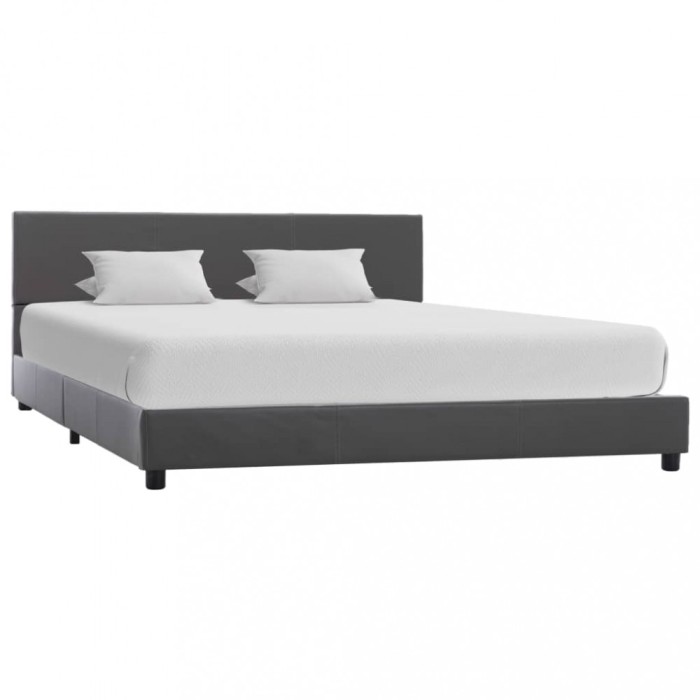 vidaXL Cadru de pat, gri, 140x200 cm, piele ecologică