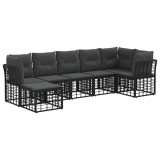 vidaXL Set de canapele de exterior cu pernă 4 pcs Negru Poliester 3437521