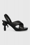 Karl Lagerfeld sandale de piele IKON HEEL culoarea negru, KL39024