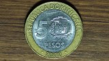 SBM Republica dominicana - moneda de colectie bimetal - 5 pesos 2002 - Francisco del Rosario S&aacute;nchez - impecabila !