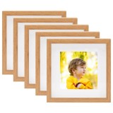 Rame foto 3D, 5 buc., stejar, 28x28 cm, pentru foto 20x20 cm