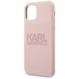 Husa TPU Karl Lagerfeld pentru Apple iPhone 11, Stack Pink Logo, Roz KLHCN61STKLTLP