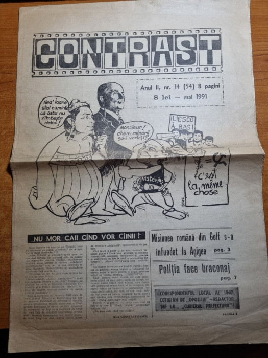 ziarul contrast mai 1991-art. de la dumitru popesu la corneliu vadim tudor