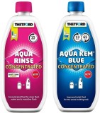 Soluție WC portabil, Duopack Aqua Kem Blue 0,78 Liter &amp; Aqua Rinse 0,75 Liter, lichid WC portabil