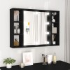 VidaXL Dulap cu oglindă și LED, negru, 76x15x55 cm 808856