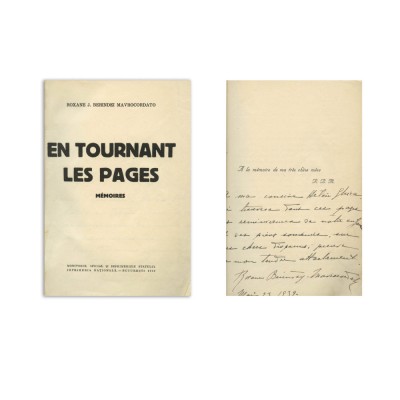 Roxane J. Berindei Mavrocordat, En tournant les pages, 1939, cu dedicație pentru Helen Ghica foto