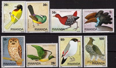 1980 RWANDA - Fauna - PASARI , set de 8v foto