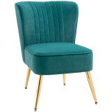 Fotoliu Modern in Stil Scandinav pentru Living, Fotoliu Captusit cu Material Catifelat pentru sufragerie 56x65,5x82,5cm Verde HOMCOM | Aosom RO