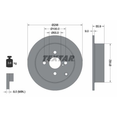 Set disc frana Toyota Corolla E12) 01.01-04.08, Corolla Estate ( E12) 03.01-12.08, Corolla Sedan ( E12) 08.00-12.08, Spate, 258X9mm, plin, TEXTAR foto