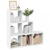 vidaXL Bibliotecă/separator cameră&nbsp;3 niveluri&nbsp;, alb, 99x29x99 cm, lemn