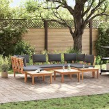 VidaXL Set de Bănci pentru Grădină cu pernă 4 pcs Maro, Gri
