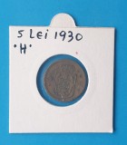 Moneda 5 Lei 1930 cu litera H - Regele Mihai Regenta