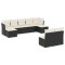 Set mobilier de gradina cu perne, 9 piese, negru, poliratan