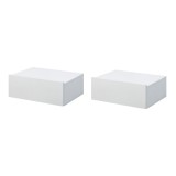 HOMCOM Noptiere Suspendate Set de 2, Design Modern, Fixare la Perete, Lemn Alb, 40x30x15cm | Aosom Romania