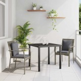 VidaXL Set de Dining pentru Grădină cu pernă cu pernă 3 pcs Gri 80 x 80 x 73 cm