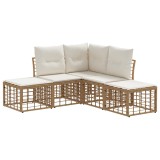 vidaXL Set de canapele de exterior cu pernă 4 pcs natural Poliester 3437478