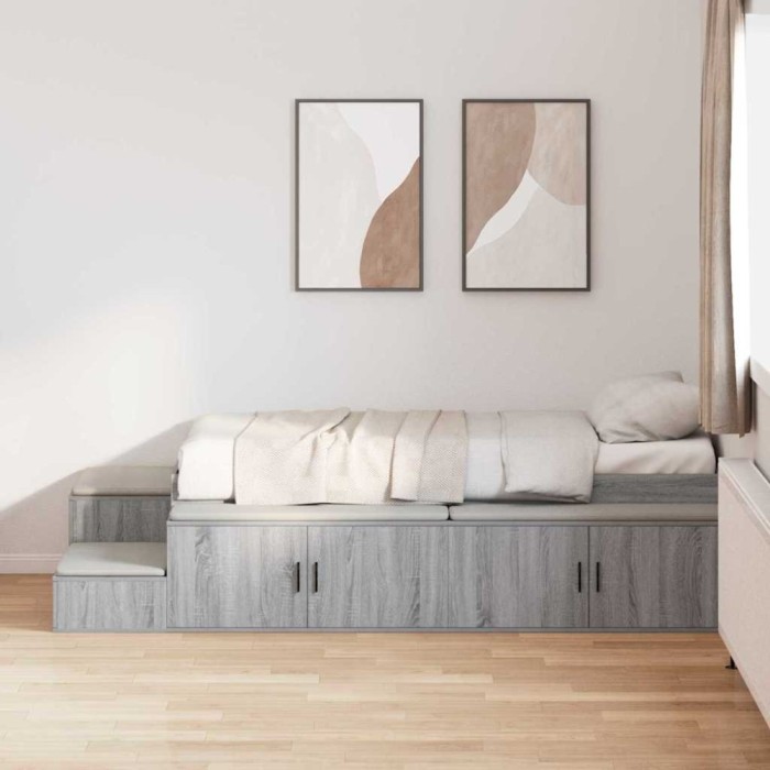 vidaXL Cadru de pat cu depozitare sonoma gri 244 x 118 x 53.5 cm 3335570