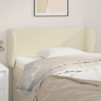 vidaXL Tăblie de pat cu aripioare crem 93x23x78/88 cm piele ecologică foto