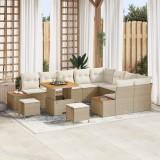 vidaXL Set de sofa pentru grădină cu 12 piese cu perne bej din ratan sintetic și acacia
