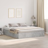 Cadru Pat Depozitare vidaXL Gri Beton 200x200 cm, 2 Sertare, Suport 250 kg, Design Modern, Dormitor Matrimonial