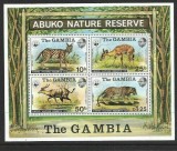 GAMBIA 1976 WWF FAUNA PROTEJATA ANIMALE SALBATICE COTA MICHEL 130 EURO, Nestampilat