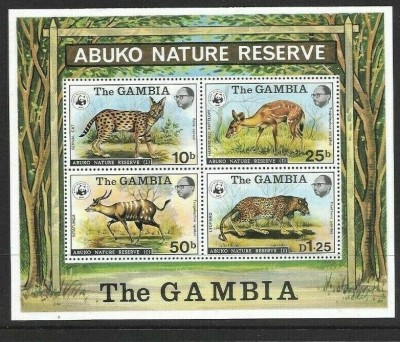 GAMBIA 1976 WWF FAUNA PROTEJATA ANIMALE SALBATICE COTA MICHEL 130 EURO foto