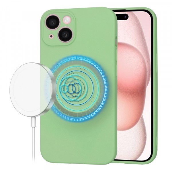 Husa MagSafe pentru Apple iPhone 15, Techsuit, SoftFlex, Verde Deschis