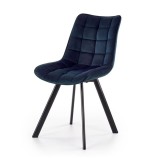 Scaun de living si bucatarie cu cadru metalic, HM K332, ergonomic, stofa velvet, 84x46x61 cm, 100 Kg, Albastru