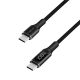 CABLU alimentare si date LOGILINK, pt. smartphone, USB 2.0 Type-C (T) la USB Type-C (T), E-mark, PD, display, negru, 1m &quot;CU0181&quot; (timbru verde 0.18 le